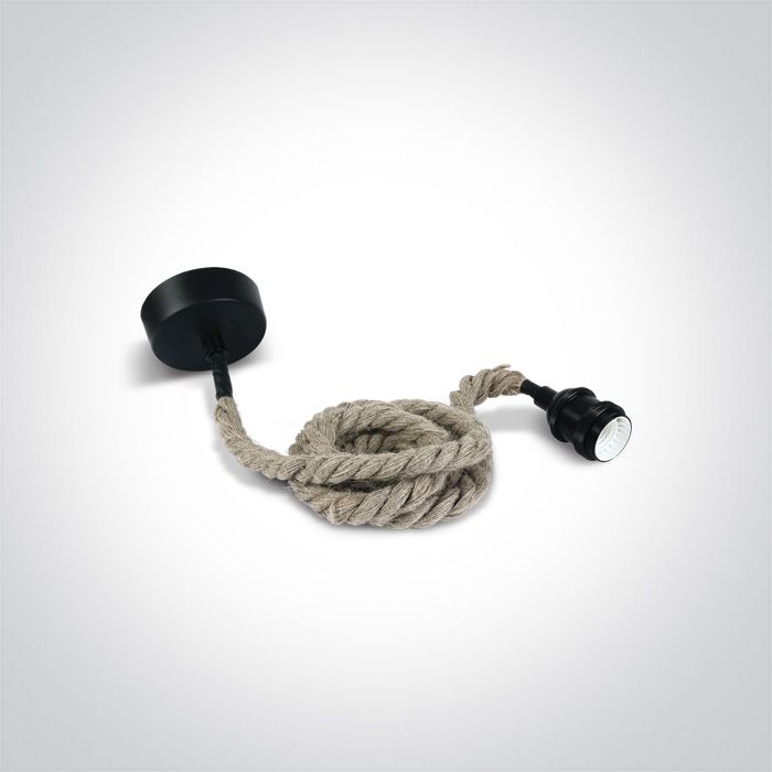 0992/B Negro E27 THICK ROPE WIRE 2m SUSPENSION