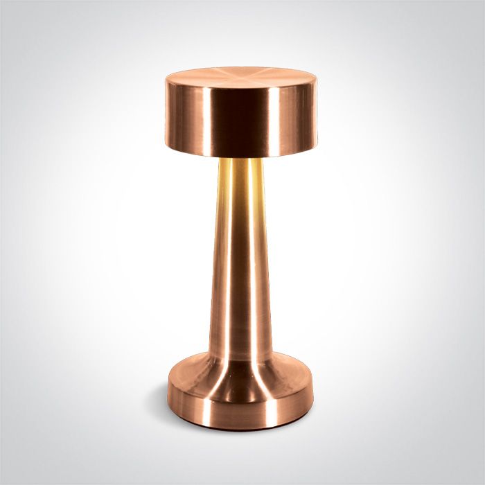 61102/CU COPPER TABLE LAMP 3w WW IP54 USB SOCKET RECHARGABLE DIMMABLE