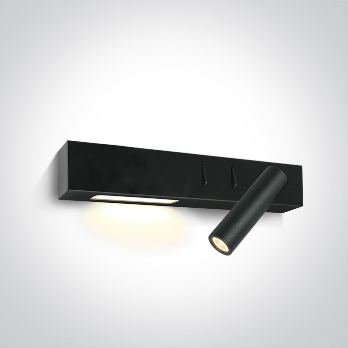 Aplique de Pared LED 3W + 6W con Luz Lateral Derecha ONE Light Negro