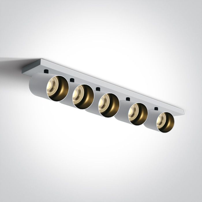 Plafón Retro de Superficie con 5 Spots GU10 en acabado negro ONE Light