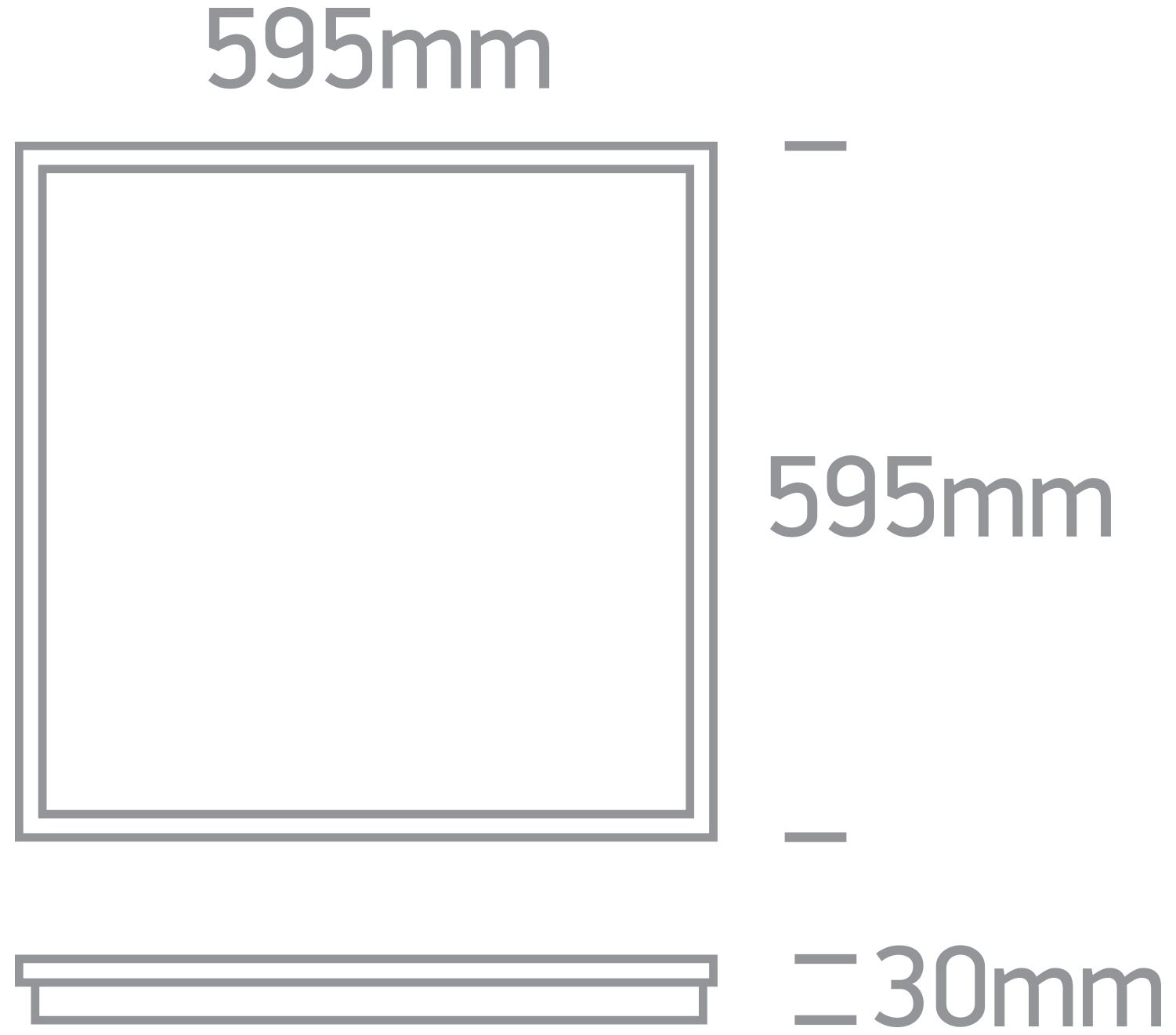 Dimensiones del Panel LED Backlit de 40W 600x600mm UGR19 ONE Light | Ref. 50140BU/W/V