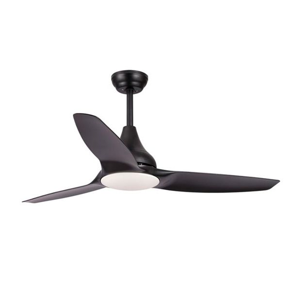 Ventilador de techo SAMOA de Nova Luce en negro mate con aspas de ABS negro y luz LED integrada.