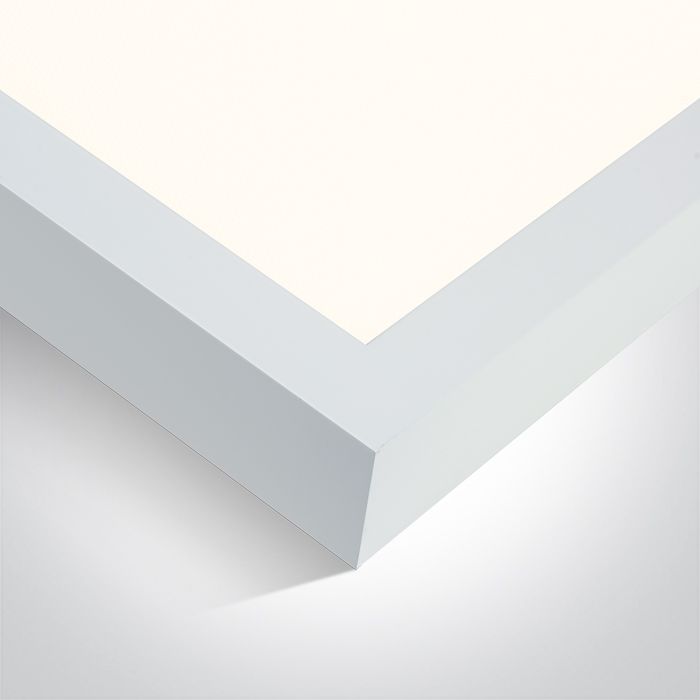 Panel LED de superficie de 60x60 cm con difusor microprismático en color blanco, ideal para oficinas y comercios.