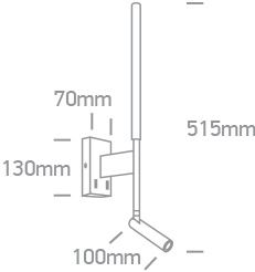 Dimensiones del Aplique de Pared LED 3W + 6W con Luz de Lectura Ajustable y Luz de Fondo ONE Light | Ref. 65144