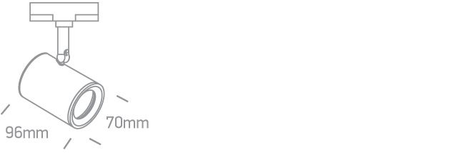 Proyector de carril GU10 Blanco o Negro Ref. 65520T - Dimensiones