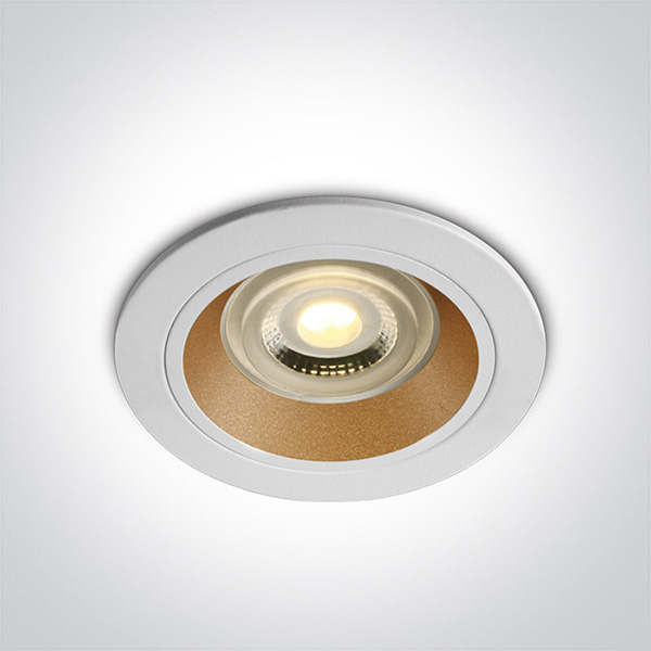 WHITE GU10 10W BRASS REFLECTOR DARK LIGHT